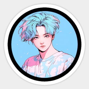 K-Pop Boy Blue Hair Sticker